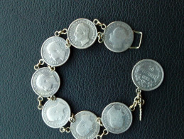 SUPERB RARE ANTIQUE BRACELET COINS KINGDOM BULGARIA 1883/1891 FERDINAND I PERFECT 8 PC.ORIGINAL - Bulgarien