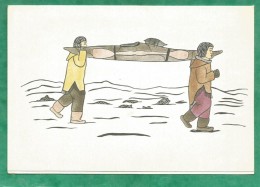 Going For Rapids (Canoe Kayak) Elisapee Enuaraq Igutaq Group Clyde River (Nunavut Eskimo Art) 2 Scans 10/07/1984 - Nunavut