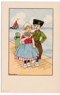 Dutch Children Hardy Artist Signed Image Boy Girl Romance, C1900s/10s Vintage Postcard - Hardy, Florence