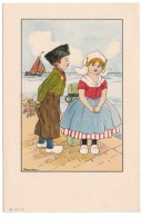 Dutch Children Hardy Artist Signed Image Boy Girl Romance, C1900s/10s Vintage Postcard - Hardy, Florence