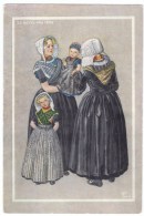 Dutch Fashion Artist Image, Zuid Beveland 1898, Women With Baby, C1940s Vintage Postcard - Europe