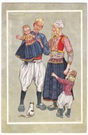 Dutch Fashion Artist Image, Marken 1948, Young Family, C1940s Vintage Postcard - Europa