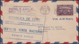 1930-PV-129 CUBA FIRT FLIGHT. 31 OCT 1930. HABANA - HOLGUIN. SOBRE RAFAEL R. GARCIA. - Poste Aérienne