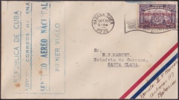 1930-PV-131 CUBA FIRT FLIGHT. 31 OCT 1930. HABANA - SANTA CLARA. SOBRE ENRIQUE MARCET. - Poste Aérienne