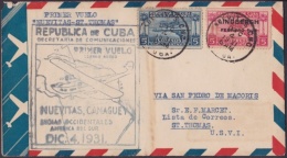 1931-PV-77 CUBA FIRT FLIGHT. 4 DIC 1931. NUEVITAS - SAINT THOMAS, VIRGEN IS, USA. - Poste Aérienne