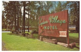 Spokane Washington, Cedar Village Motel Sign, C1960s Vintage Postcard - Spokane