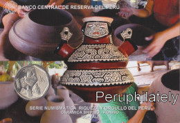 PERU 2016 , SHIPIBO KONIBO CERAMICS , 1 SOL , COIN ON CARD , MINT - Perú