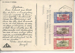 Mata-Utu Carte Postale Publicitaire Labo. La Biomarine Dieppe Timbres 52, 54, 92 1949 - Brieven En Documenten