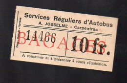 (Carpentras, Vaucluse) Ticket  D´autobus  (PPP3670) - Europe