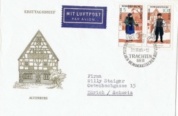 COST-L17 - ALLEMAGNE ORIENTALE FDC - Costumes De Altenburg Et Mecklenburg Sur 2 Lettres Par Avion Pour La Suisse - 1950-1970