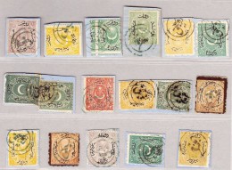 Türkei 1865-1875 Lot Von 17 Marken Auf Briefstück - Gebruikt
