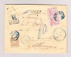 Türkei 1887 R-Brief Von Constantinopel Nach Mannheim Mit 2piastres Und 2x20paras - Used Stamps