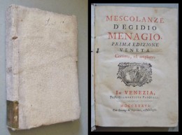 Mescolanze D'Egidio Menagio. Prima Edizione Veneta, Corretta, Ed Ampliata. 1736 - 1701-1800