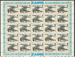 Zaire / Congo Kinshasa / RDC - Surcharge Non Cataloguée Sur COB 943 En Feuille Entière Dont Erreur MNH / ** 1992 Avion - Neufs