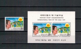 South Korea MNH Stamp & Souvenir Sheet 1979 : International Children Year - Corée Du Sud