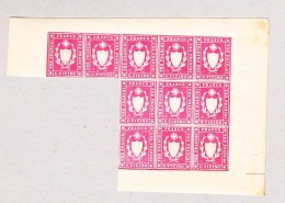 Schweiz Fiskalmarken Sonderdruck #S4 Kanton Tessin 3Fr. Bogenteil Von 11 Marken - Revenue Stamps