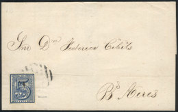 Folded Cover Franked By Sc.30 (type 46), Sent From Montevideo To Buenos Aires On 30/OC/1867, Excellent Quality! - Uruguay