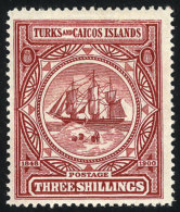 Sc.9, 1900/4 3S. Ship (sailing Boat), Mint Lightly Hinged, Very Fine Quality, Catalog Value US$70. - Turks & Caicos (I. Turques Et Caïques)