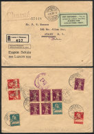 Registered Cover Sent From Luzern To USA On 1/NO/1929 With Very Nice And Colorful Postage Applied On Reverse, VF... - Sonstige & Ohne Zuordnung