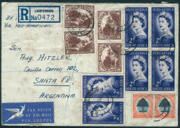 Registered Cover Sent From Lichtenburg To Argentina On 11/AU/1953 With Very Nice Postage, Very Nice! - Other & Unclassified