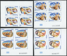 Yvert 968/971, 1992 Fish Industry, Complete Set Of 4 Values In IMPERFORATE BLOCKS OF 4, Excellent Quality! - Sénégal (1960-...)