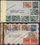 5 Covers With Very Good Postages, Sent To Argentina Between 1942 And 1945, All CENSORED, Very Fine Quality! - Salvador