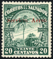 Sc.C1a, 1929 20c. With RED Overprint, With 2 Guarantee Marks On Back, VF Quality, Very Rare, Catalog Value US$850. - Salvador