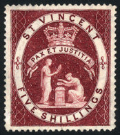 Sc.54, 1883/97 5S. Dark Carine, Mint, VF Quality, Catalog Value US$32+ - St.Vincent (1979-...)