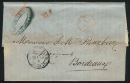 Entire Letter Dated Réunion 6/FE/1860 And Sent To Bordeaux, With Interesting Postal Markings On Front And... - Autres & Non Classés