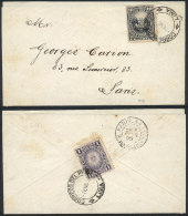 Cover Sent From Lima To France On 7/JA/1895 Franked With 10c. On Front + 1c. (on Reverse, To Pay The Fee For The... - Pérou