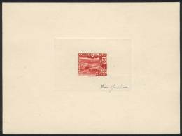 Yvert 97, 1951 30c. Dam, Carmine Red, Without Overprint (UNISSUED), Deluxe Proof Signed By Pierre Meunier,... - Pérou