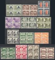 Yvert 49/61, 1938 Complete Set Of 13 Values, Blocks Of 4, Mint Never Hinged, Superb, Catalog Value Euros 800+ - Peru