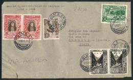 Airmail Cover Franked By Yvert 28 X2 (10S. Santa Rosa De Lima) + Other Values, Sent From Lima To Italy On... - Pérou