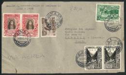 Airmail Cover Franked By Yvert 28 X2 (10S. Santa Rosa De Lima) + Other Values, Sent From Lima To Italy On... - Perù