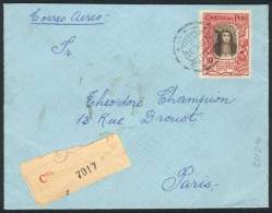 Registered Airmail Cover Franked By Yvert 28 (10S. Santa Rosa De Lima), Sent From Lima To Paris On 21/DE/1936,... - Peru