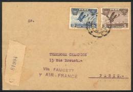 Registered Cover Franked By Yvert 4/5, Flown From Lima To Paris On 7/JUL/1936, VF! - Pérou