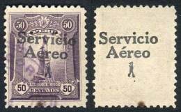 Yvert 1, 1927 50c. With DOUBLE OVERPRINT Variety, One On Back, Used, VF, Extremely Rare! - Peru