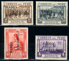 4 Stamps Of 1935 With "RADIO NACIONAL" Overprint, Excellent Quality! - Peru
