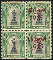 Sc.190, Block Of 4 With Variety: 2 Stamps WITHOUT OVERPRINT, Mint No Gum, Rare! - Perù