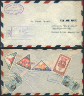 Cover Franked On Reverse With 6 Different Stamps (3 Of TRIANGULAR Shape), Sent From Granada To Argentina On... - Nicaragua