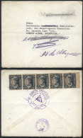 Official Cover Franked On Reverse With Strip Of 5 Of 4c. Dark Blue (total 20c.), Sent From Managua To Argentina On... - Nicaragua