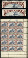 Sc.649 + 649a, 1923 1P. Naciones Theater, Beautiful Block Of 15 (right Part Of The Sheet), 12 Stamps Are Type I... - Messico