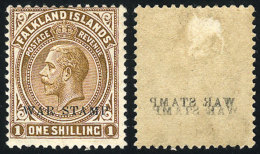 Sc.MR3, With Variety: DOUBLE Offset Impression Of The Overprint On Back, VF Quality! - Falkland Islands
