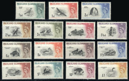 Sc.128/142, 1960 Birds, Cmpl. Set Of 15 Values, MNH, Excellent Quality, Catalog Value US$180. - Falklandeilanden