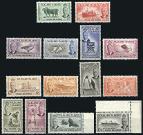 Sc.107/120, 1952 Animals, Birds, Ships Etc., Cmpl. Set Of 14 Values, MNH Or Very Lightly Hinged (the High Values... - Falklandeilanden