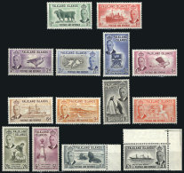 Sc.107/120, 1952 Animals, Birds, Ships Etc., Cmpl. Set Of 14 Values, MNH Or Very Lightly Hinged (the High Values... - Falkland Islands