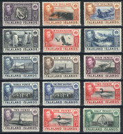 Sc.84/96 (without 85B), 1938/46 Animals, Landscapes Etc., 15 Values Of The Set Of 16 (missing The Low Value Of 1p.... - Falkland