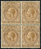 Sc.47, 1921/9 George V 1S. Bistre, Beautiful Block Of 4, Mint Lightly Hinged, VF Quality, Catalog Value US$90. - Falklandinseln