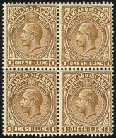 Sc.47, 1921/9 George V 1S. Bistre, Beautiful Block Of 4, Mint Lightly Hinged, VF Quality, Catalog Value US$90. - Falkland Islands