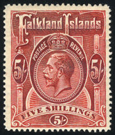 Sc.37, 1912/4 George V 5S., Mint Original Gum, VF Quality, Catalog Value US$120. - Falklandeilanden